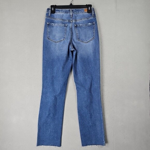 RSQ High Rise Straight Leg Jeans Womens 27 Blue Distressed Relaxed Casual Denim - Picture 10 of 15